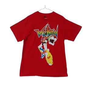 Large Voltron Defender of the Universe Red Graphic Print T-Shirt Robot Tee